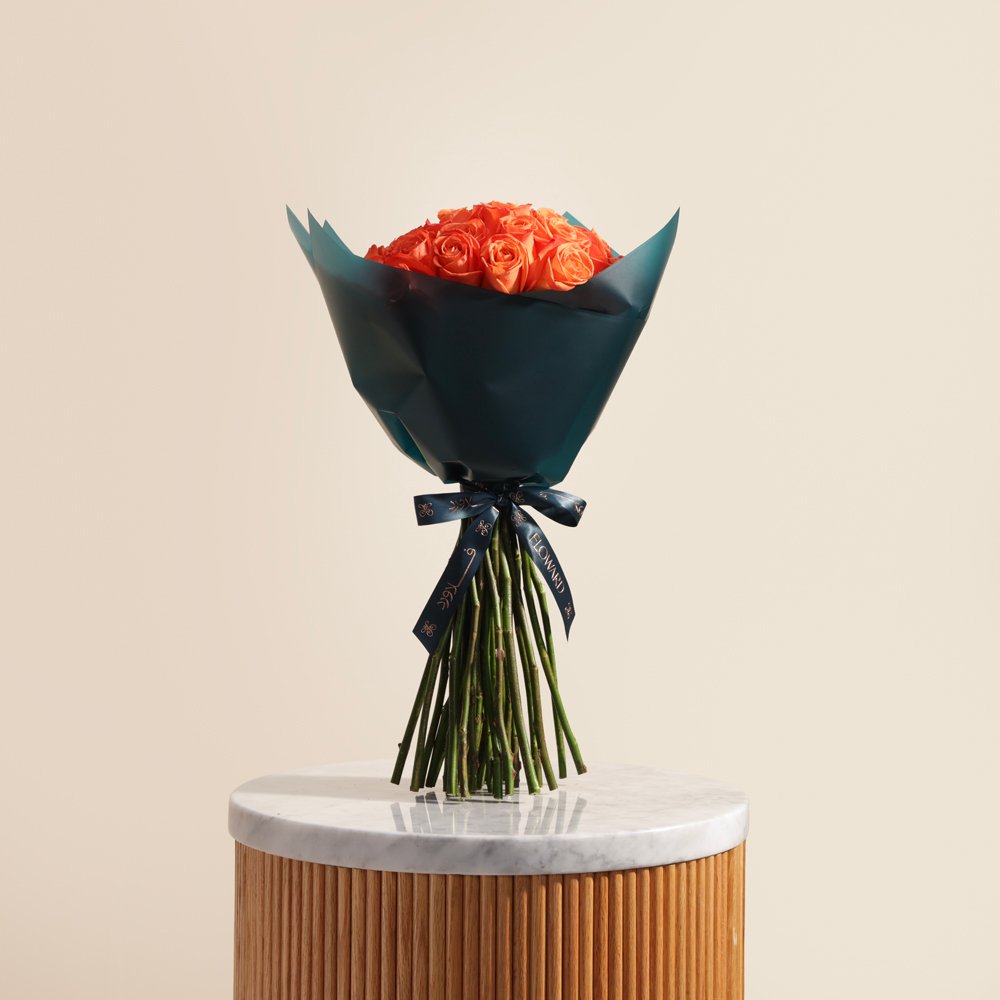 باقة جوري برتقالي مشرقة | 35 وردة
