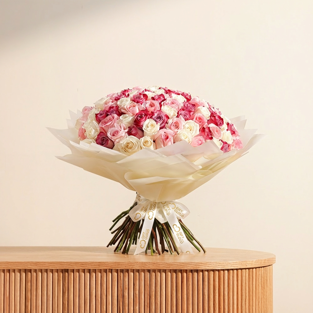 باقة جمال الجورى الهاديء | 100 وردة